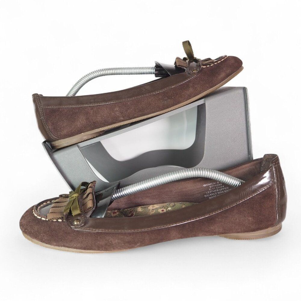 Sperry Top-Sider Suede Kilted Bow Slip-on Loafers Brown 9774589 Women's 8M‎